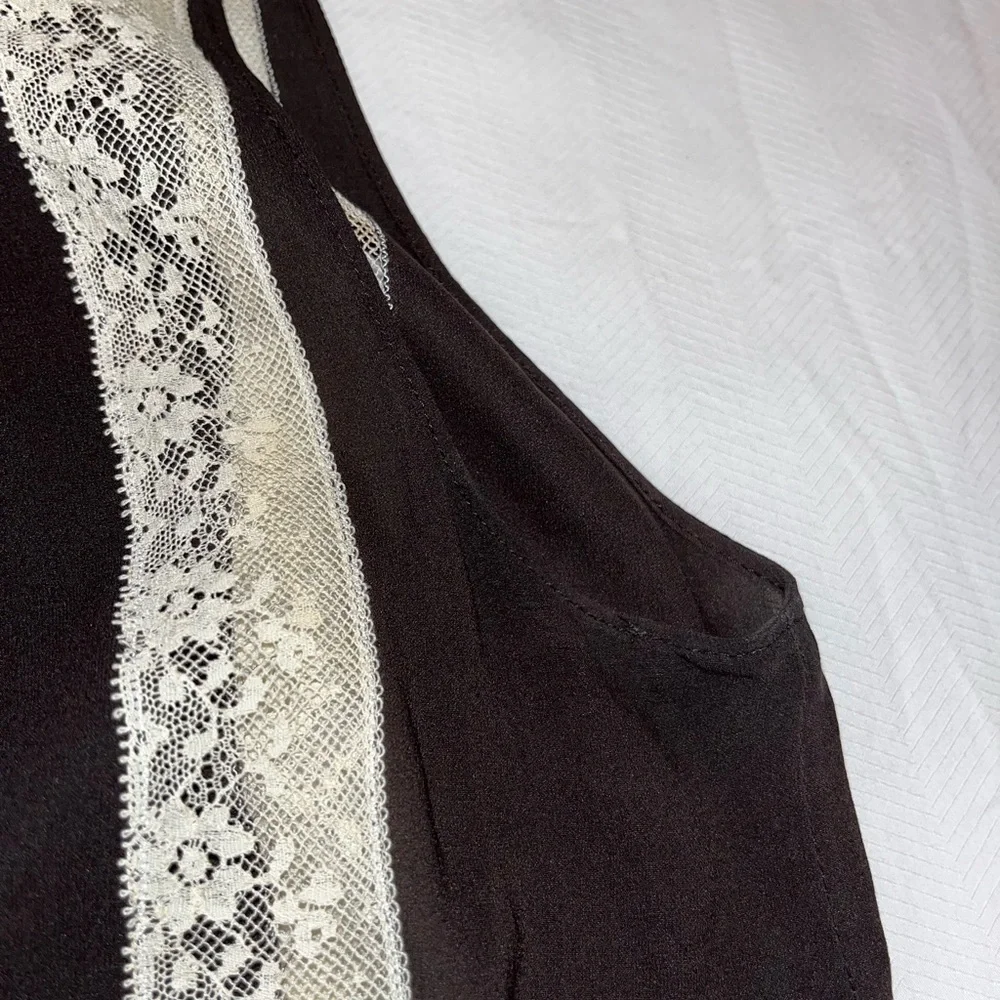 Dolce & Gabbana silk brown blouse vintage with cream lace detail. Size 42/M - Picture 8 of 14
